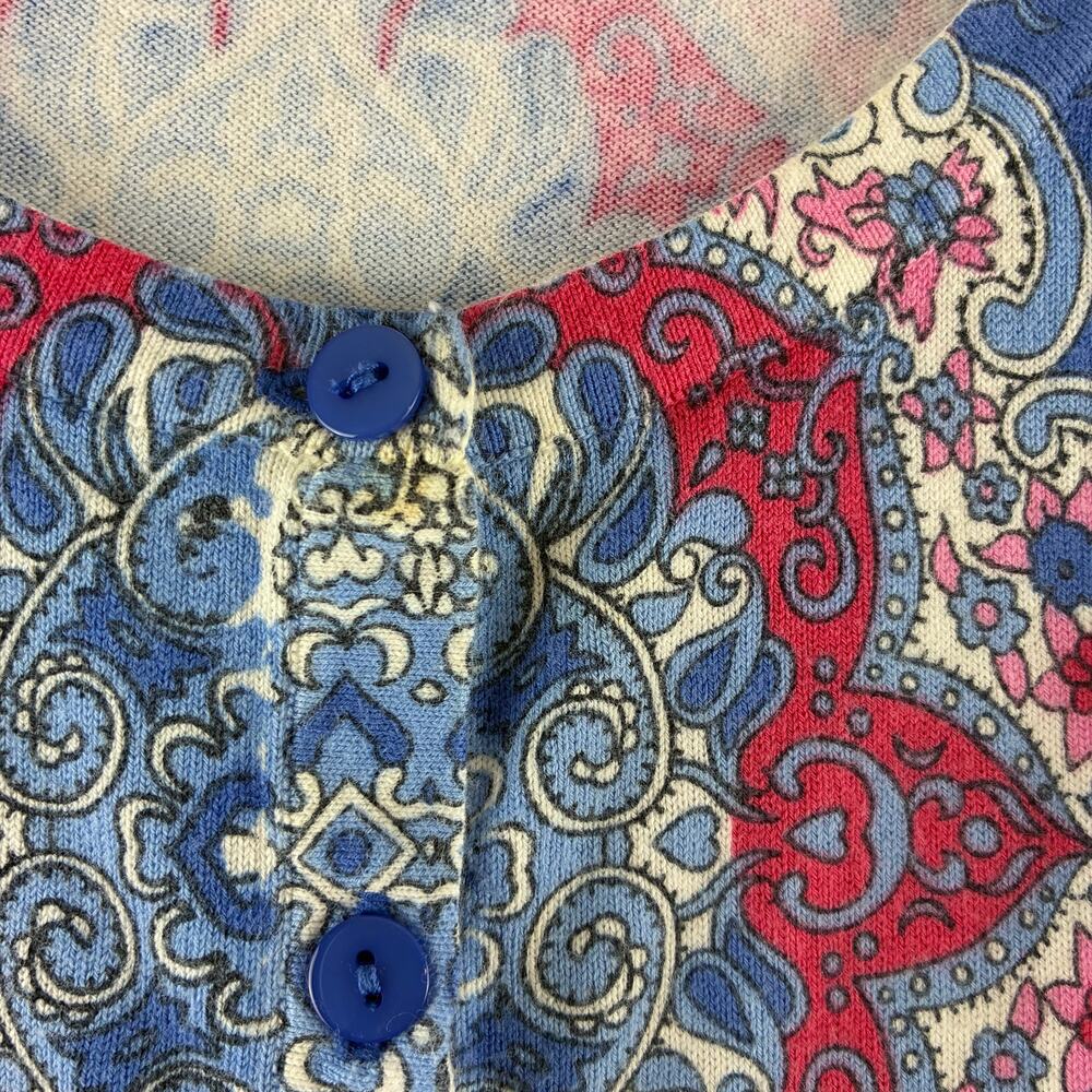 Talbots Button Up Cardigan Sweater Womens 3XP 3/4 Sleeve Boho Medallion AOP READ - Picture 7 of 11